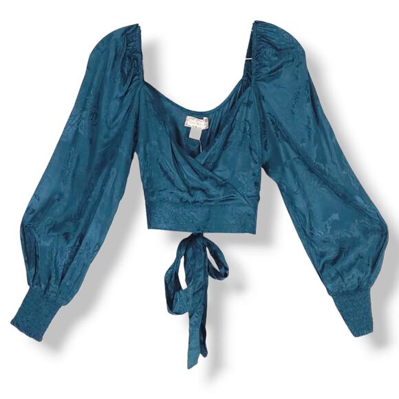 NWT B.O.G. Band of the Free Camille Crossover Crop Top Sz. XS [2] Deep Teal - Picture 3 of 10